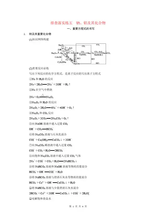(新课标)2015届高考化学大一轮复习讲义 排查落实练五钠、铝及其化合物