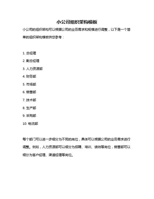 小公司组织架构模板