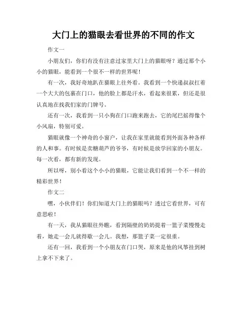 大门上的猫眼去看世界的不同的作文