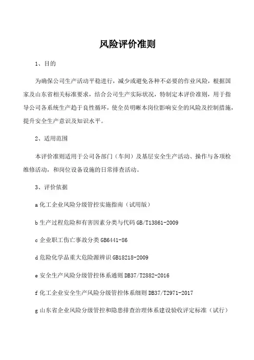 公司风险评价准则