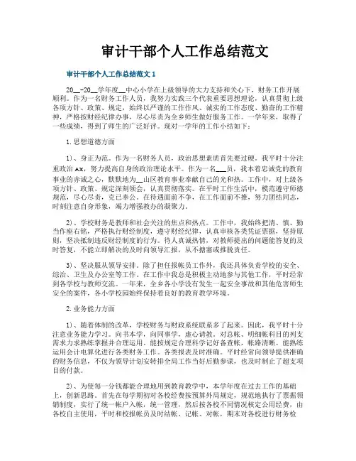 审计干部个人工作总结范文