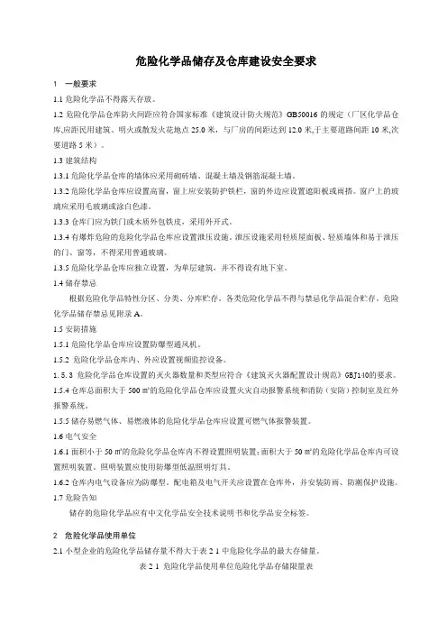 危险化学品储存及仓库建设安全规范
