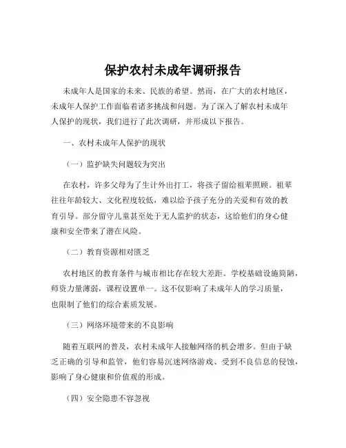 保护农村未成年调研报告