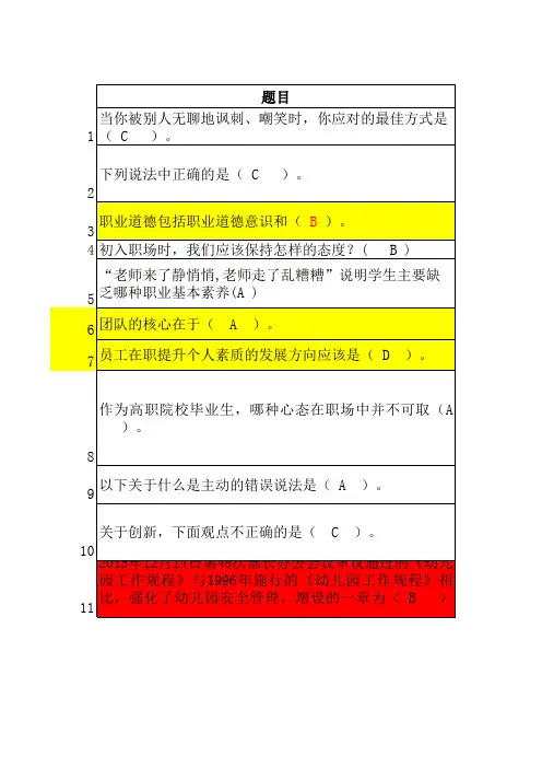 02：学前教育专业理论知识真题+答案