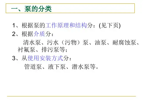 泵的分类工作原理及设计选型ppt课件