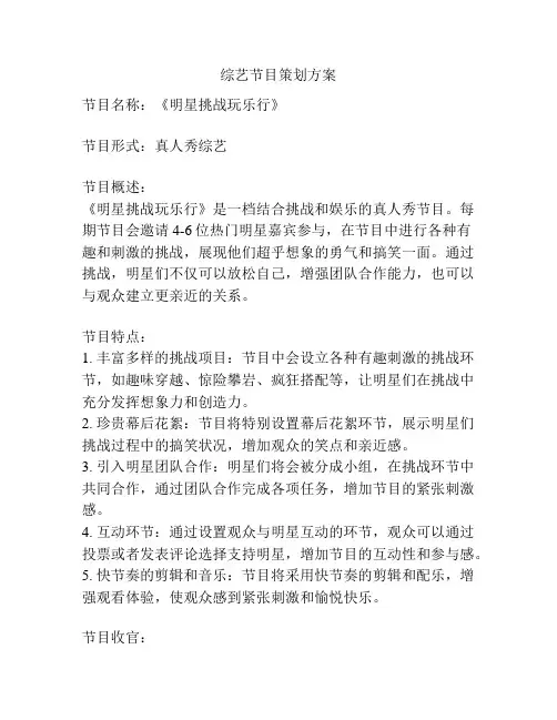综艺节目策划方案