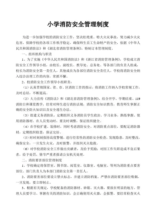 中心小学消防安全管理制度