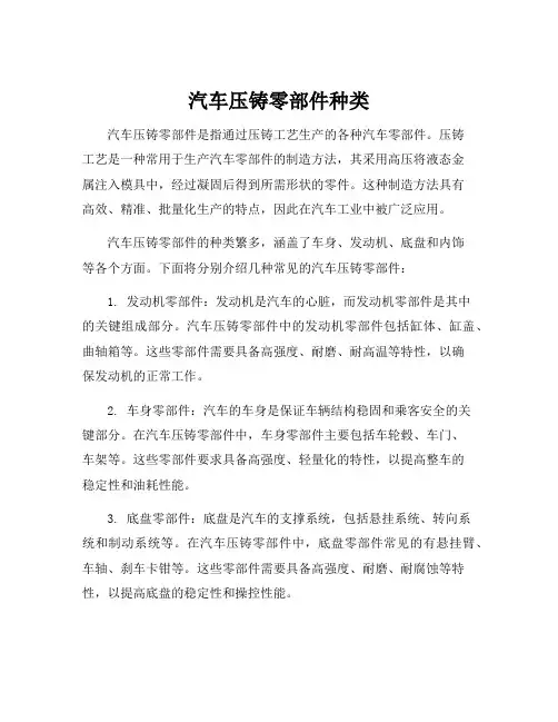 汽车压铸零部件种类