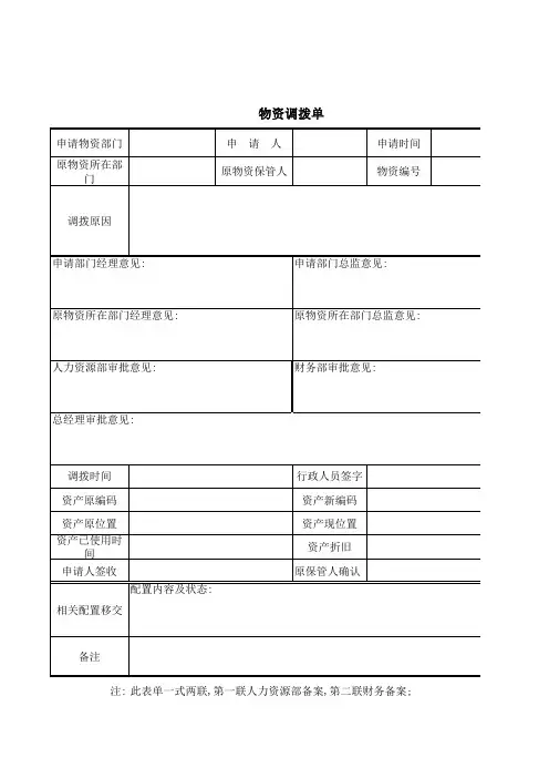 物资调拨单