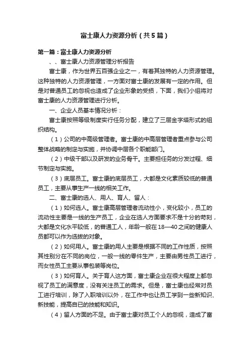 富士康人力资源分析（共5篇）