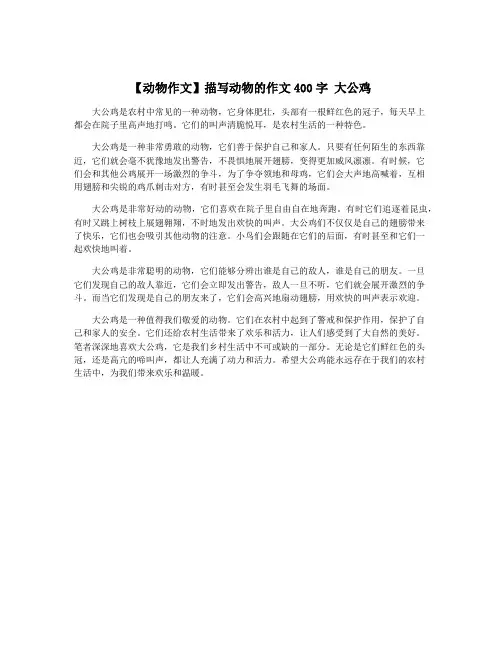 【动物作文】描写动物的作文400字 大公鸡