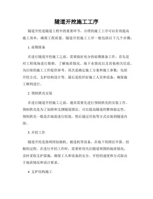 隧道开挖施工工序