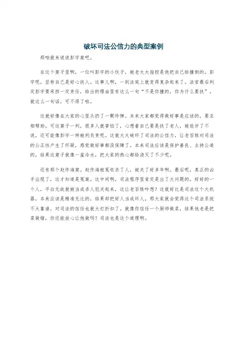 破坏司法公信力的典型案例