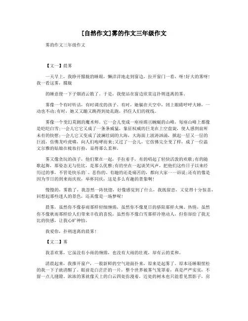 [自然作文]雾的作文三年级作文