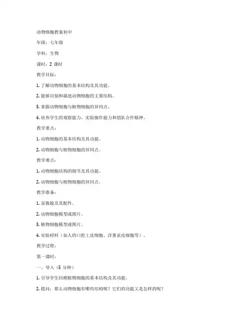 动物细胞教案初中