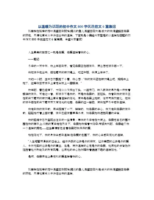 以温暖为话题的初中作文800字优选范文6篇集锦