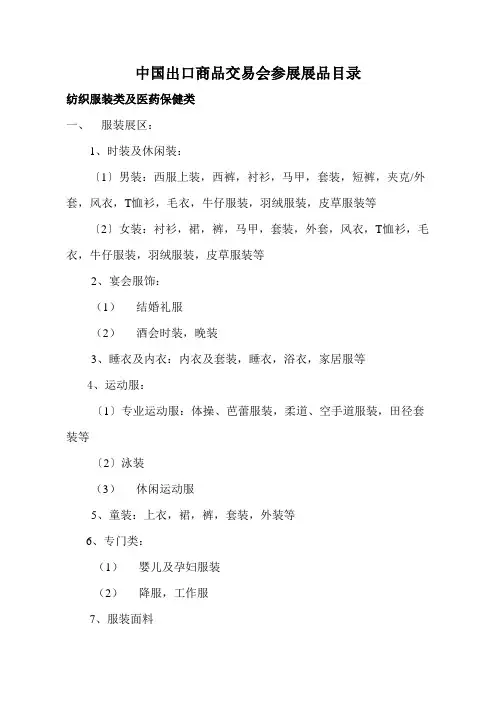 中国出口商品交易会参展展品目录