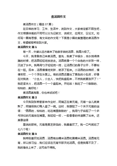 煮汤圆作文