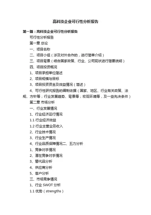 高科技企业可行性分析报告