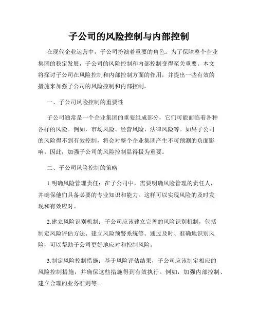 子公司的风险控制与内部控制
