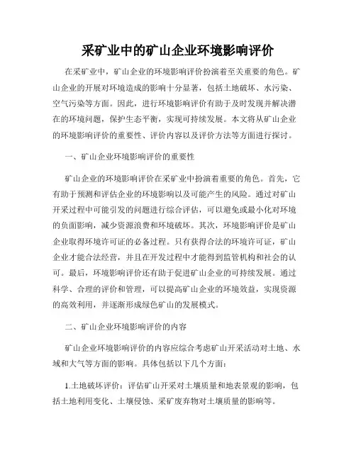 采矿业中的矿山企业环境影响评价