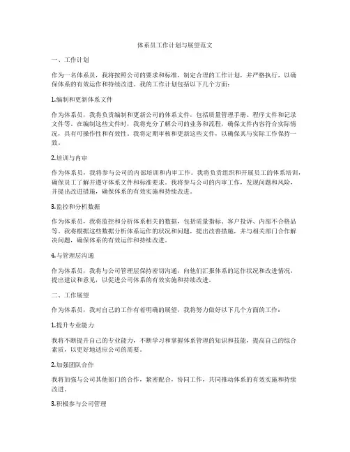 体系员工作计划与展望范文