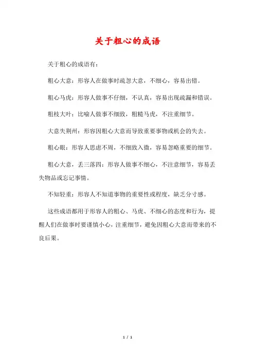 关于粗心的成语