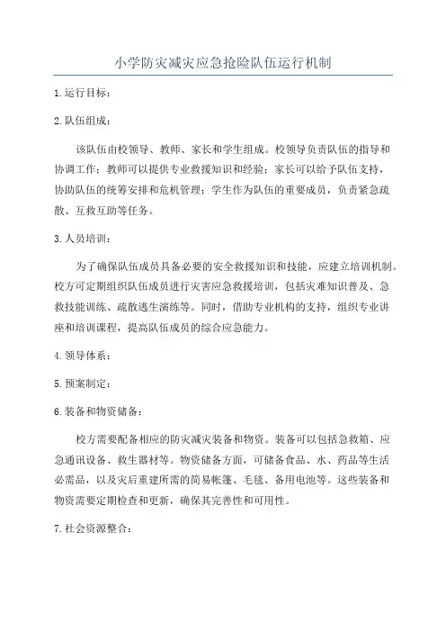 小学防灾减灾应急抢险队伍运行机制