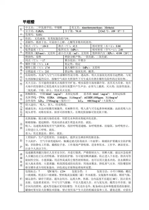 甲缩醛(MSDS)安全技术说明书