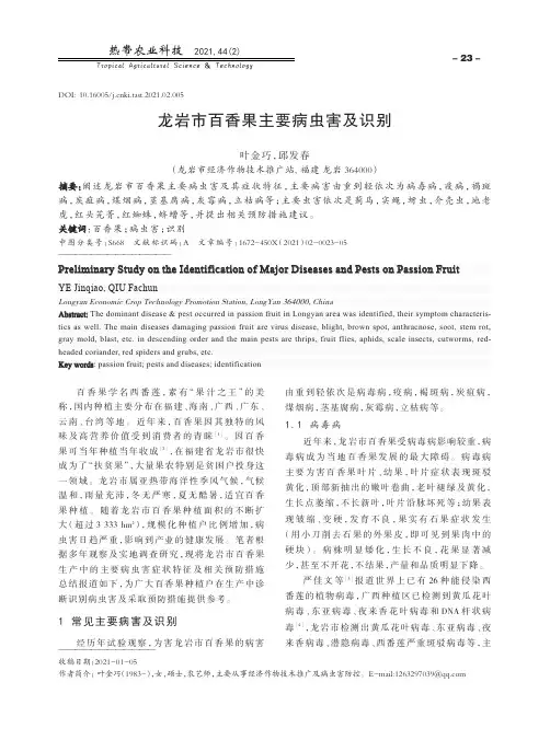 龙岩市百香果主要病虫害及识别