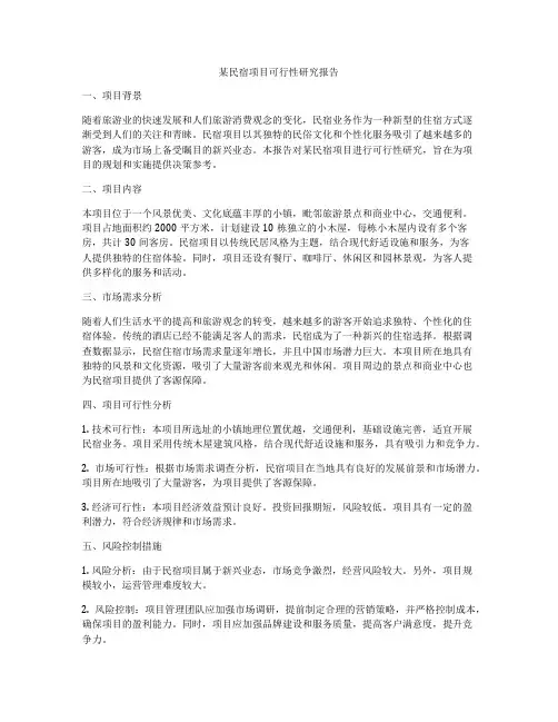 某民宿项目可行性研究报告
