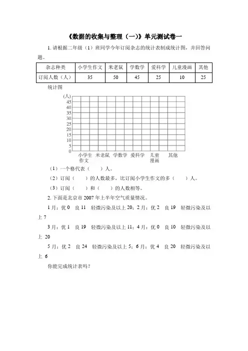 《数据的收集与整理(一)》单元测试卷一
