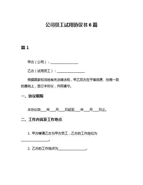 公司员工试用协议书6篇