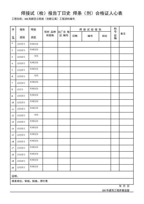 钢筋机械连接汇总表