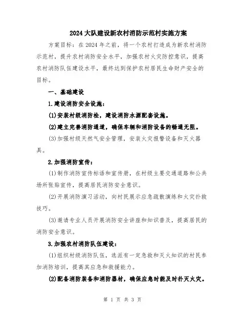 2024大队建设新农村消防示范村实施方案