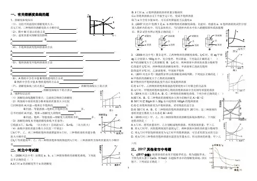 初中化学溶解度曲线知识汇总