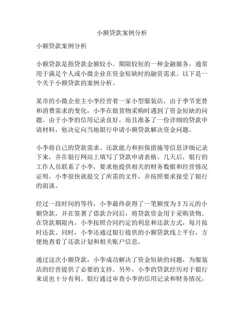 小额贷款案例分析