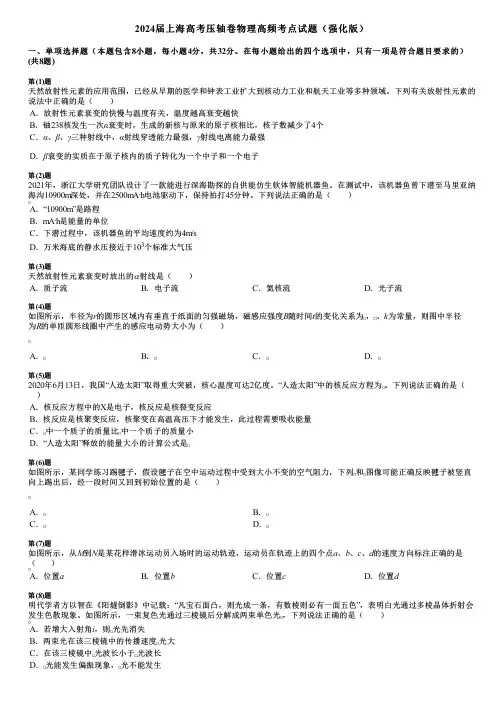 2024届上海高考压轴卷物理高频考点试题(强化版)