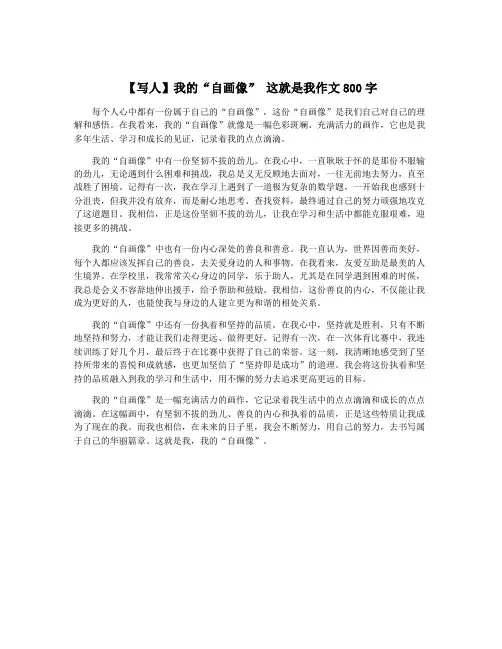 【写人】我的“自画像” 这就是我作文800字