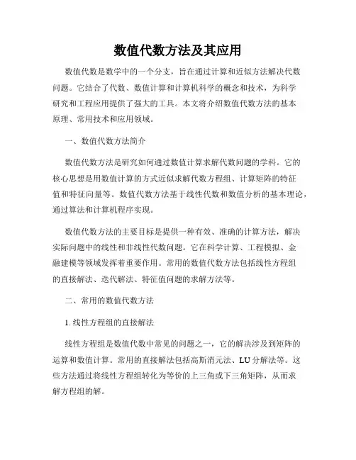 数值代数方法及其应用
