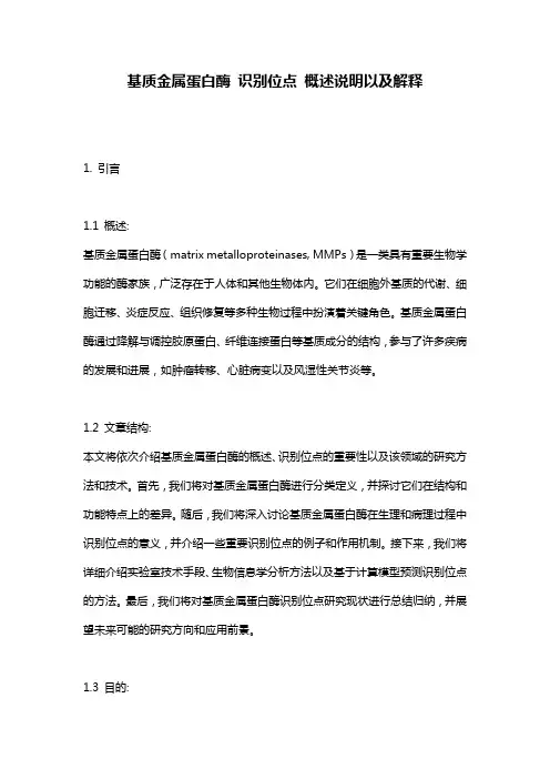 基质金属蛋白酶_识别位点_概述说明以及解释