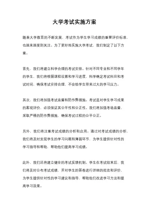 大学考试实施方案