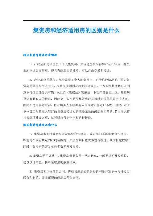 集资房和经济适用房的区别是什么.doc