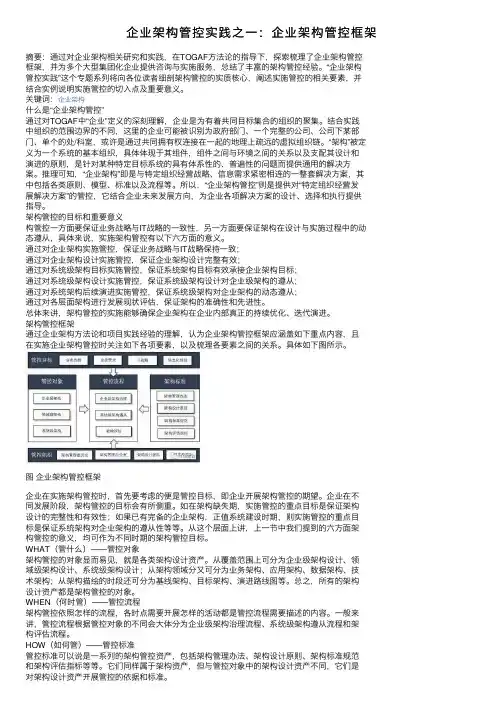 企业架构管控实践之一：企业架构管控框架