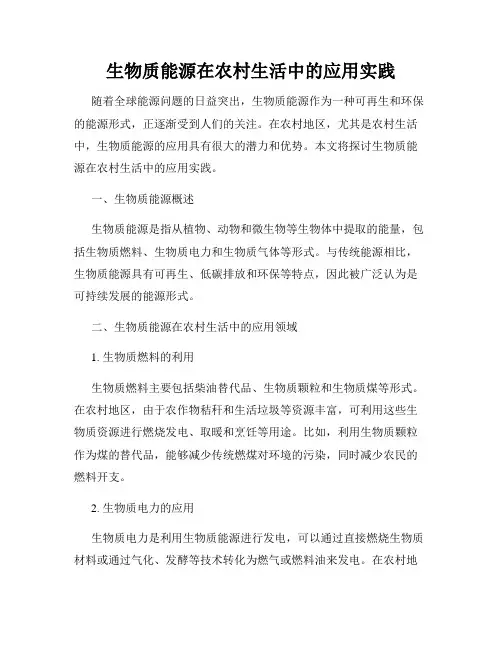 生物质能源在农村生活中的应用实践