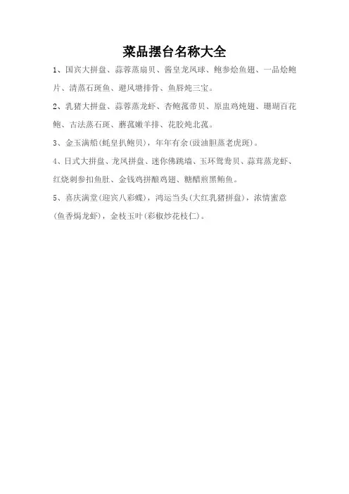 菜品摆台名称大全