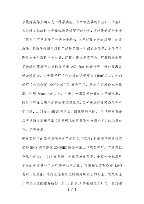 现代电子节能灯工作原理概述