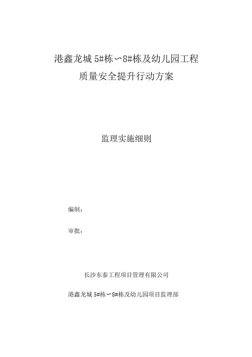 质量安全提升行动方案实施监理细则