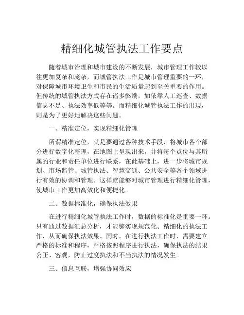 精细化城管执法工作要点