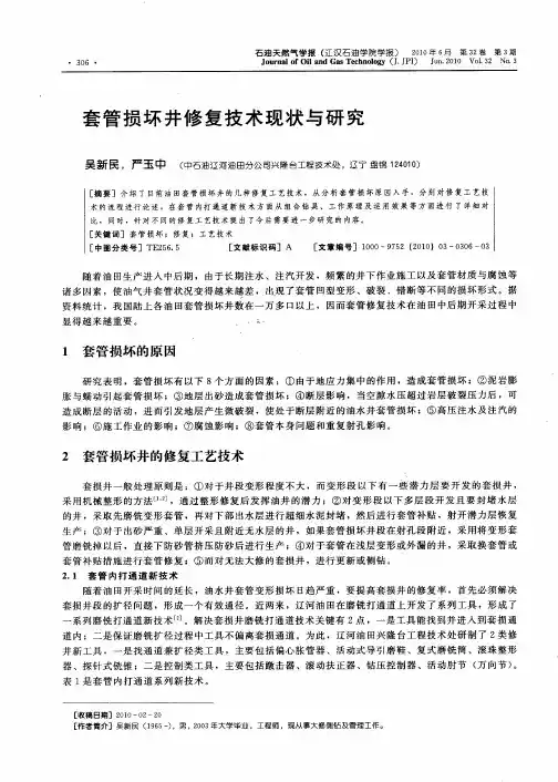 套管损坏井修复技术现状与研究